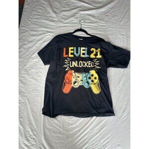 Port & Co Mens Black Level 21 Shirt Large gamer short sleeve pullover cotton‎